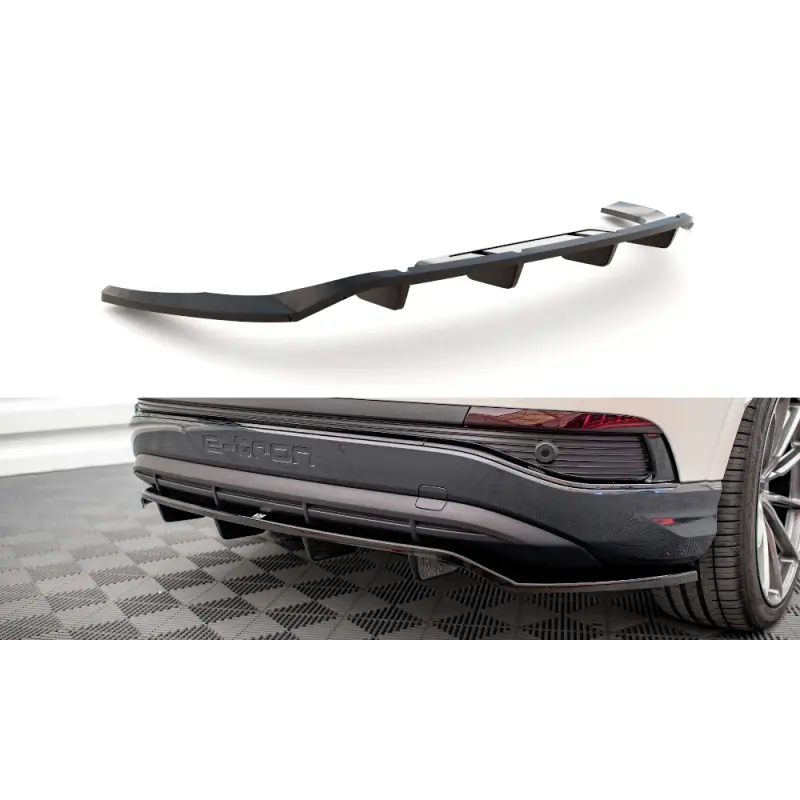 CENTRAL ARRIERE SPLITTER (AVEC UNE BARRE VERTICALE) AUDI Q4 E-TRON SPORTBACK MK1 - MAXTONDESIGN - FINITION NOIR BRILLANT Usine Directe
