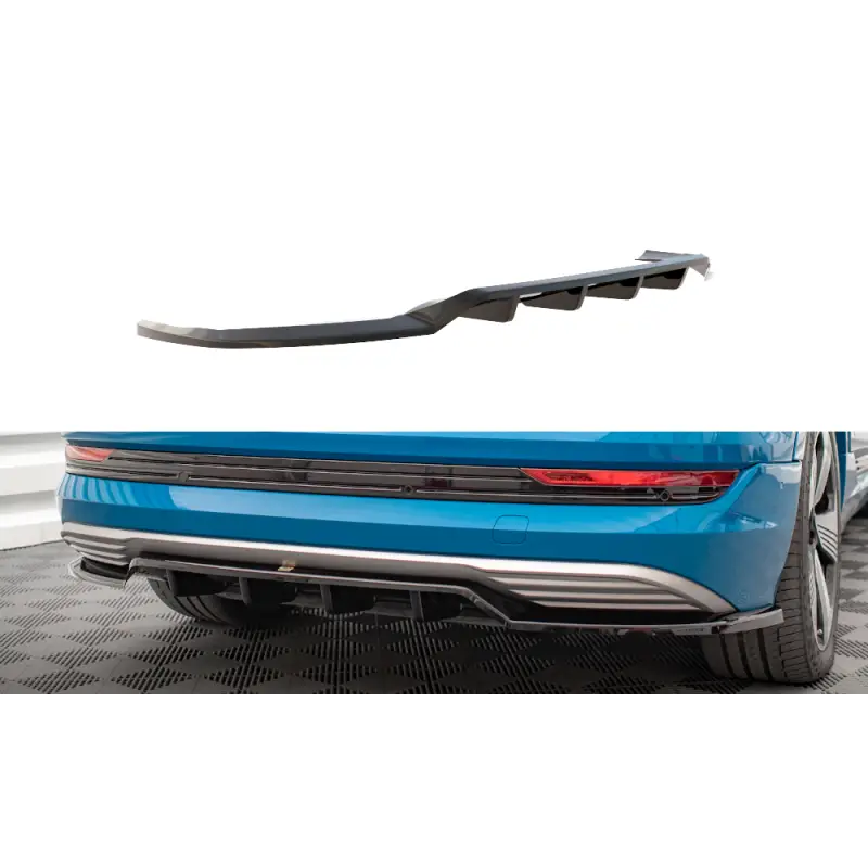 Offre Spéciale CENTRAL ARRIERE SPLITTER (AVEC UNE BARRE VERTICALE) AUDI E-TRON - MAXTONDESIGN - FINITION NOIR BRILLANT