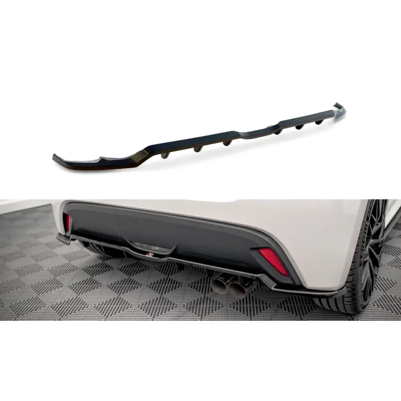 Promotion Saisonnière CENTRAL ARRIERE SPLITTER (AVEC UNE BARRE VERTICALE) V.2 TOYOTA YARIS MK4 - MAXTONDESIGN - FINITION NOIR BRILLANT