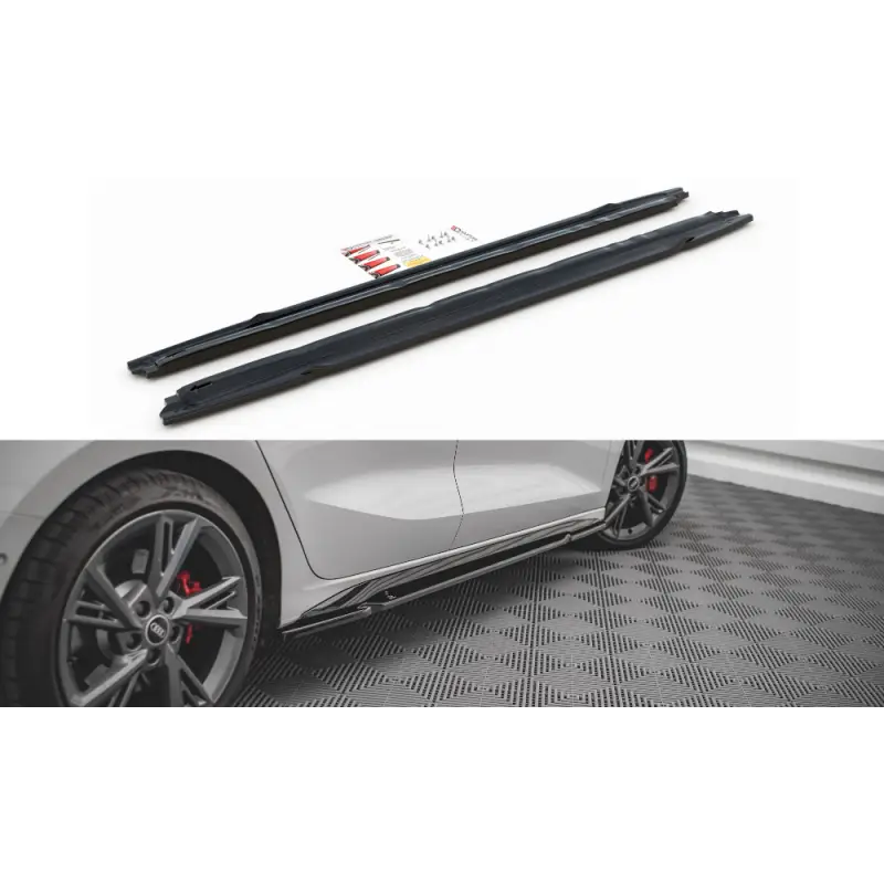 Top Vente RAJOUTS DES BAS DE CAISSE AUDI S3 / A3 S-LINE 8Y - MAXTON DESIGN - FINITION NOIR BRILLANT