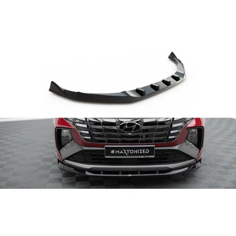 Authentique LAME DU PARE-CHOCS AVANT V.1 HYUNDAI TUCSON N-LINE MK4 - MAXTONDESIGN - FINITION NOIR BRILLANT