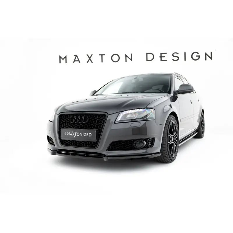 LAME DU PARE-CHOCS AVANT AUDI A3 8P (APRES FACELIFT) - MAXTON DESIGN - FINITION NOIR BRILLANT Authentique