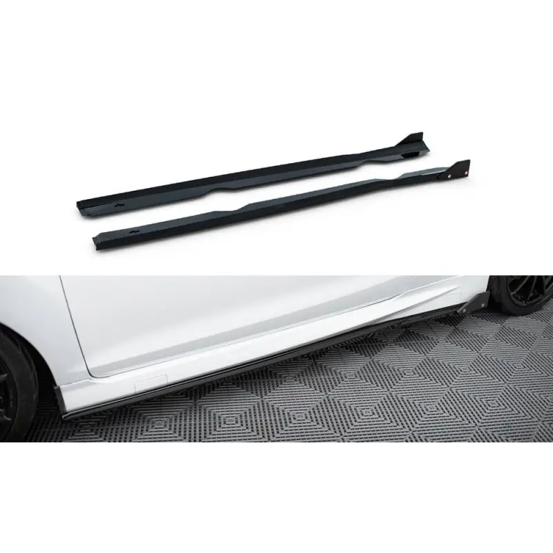 RAJOUTS DES BAS DE CAISSE V.4 + FLAPS FORD FIESTA ST / ST-LINE MK7 - MAXTONDESIGN - FINITION NOIR BRILLANT Super Prix