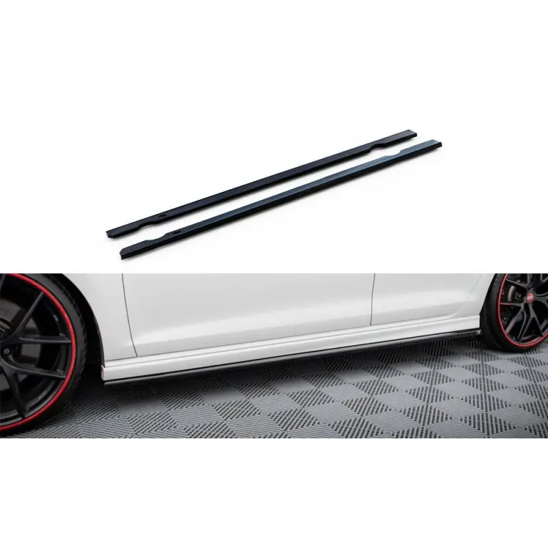 RAJOUTS DES BAS DE CAISSE V.3 VOLKSWAGEN GOLF R / R-LINE MK7 - MAXTONDESIGN - FINITION NOIR BRILLANT Bon Plan