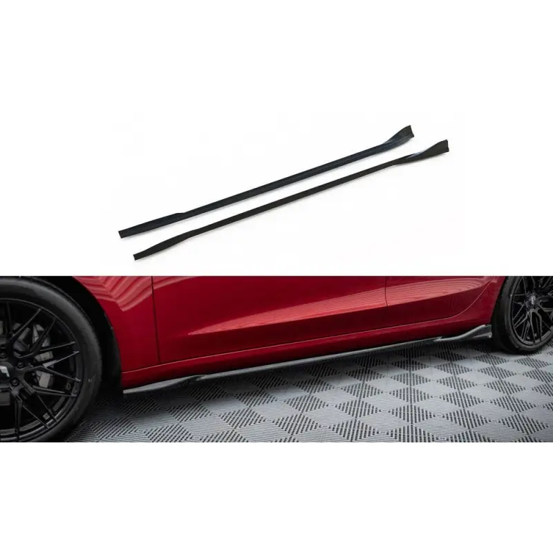Bon Marché RAJOUTS DES BAS DE CAISSE V.1 TESLA MODEL 3 PROJECT HIGHLAND(FACELIFT) - MAXTONDESIGN - FINITION NOIR BRILLANT