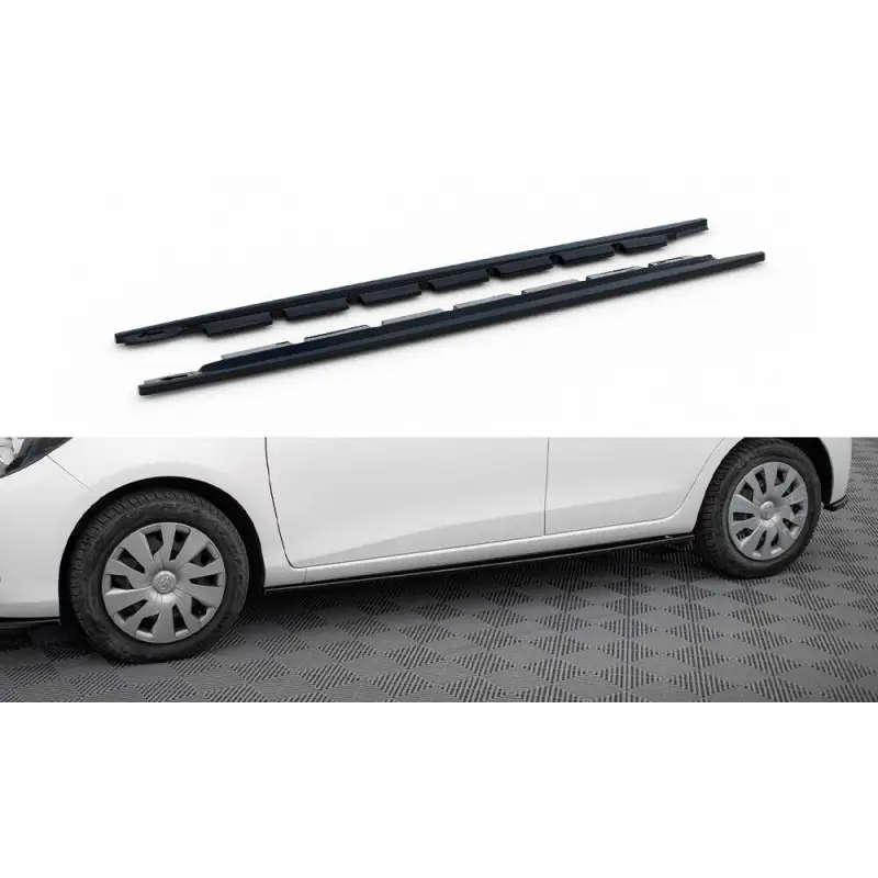RAJOUTS DES BAS DE CAISSE TOYOTA YARIS MK3 FACELIFT - MAXTONDESIGN - FINITION NOIR BRILLANT Meilleure Vente