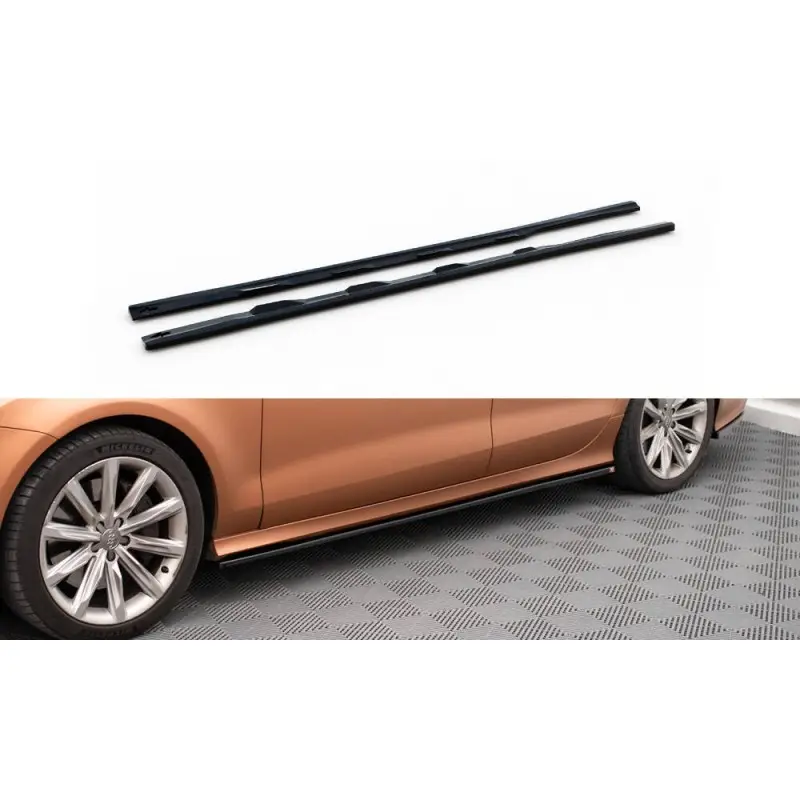 Prix Bas RAJOUTS DES BAS DE CAISSE AUDI A7 C7 - MAXTONDESIGN - FINITION NOIR BRILLANT