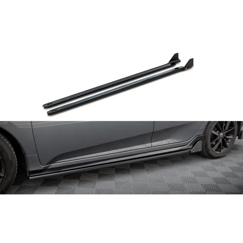 RAJOUTS DES BAS DE CAISSE + AILERONS HONDA CIVIC SPORT MK 10 - MAXTONDESIGN - FINITION: NOIR BRILLANT Nouvelle Collection