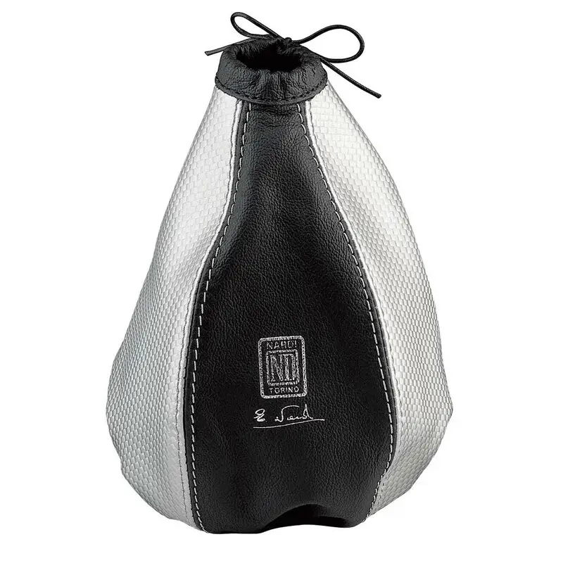 Soufflet de Levier de Vitesses Nardi, Cuir Noir & Gris Bon Marché