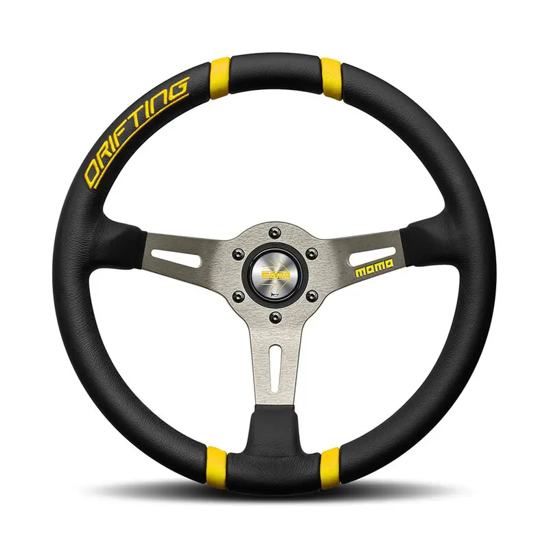 Volant Momo Drifting Tulipé (90 mm), Cuir Noir - 35 cm Achat Immédiat