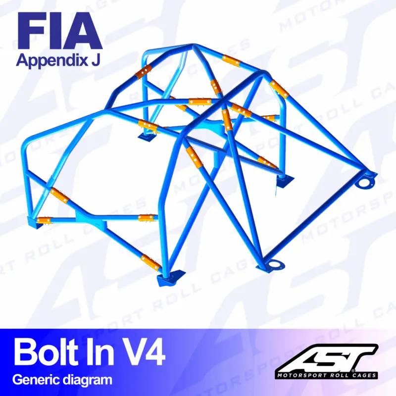 Arceau 6 Points à Boulonner AST Rollcages V4 pour BMW E30 Berline, 4 Roues Motrices - FIA Satisfait Ou Remboursé