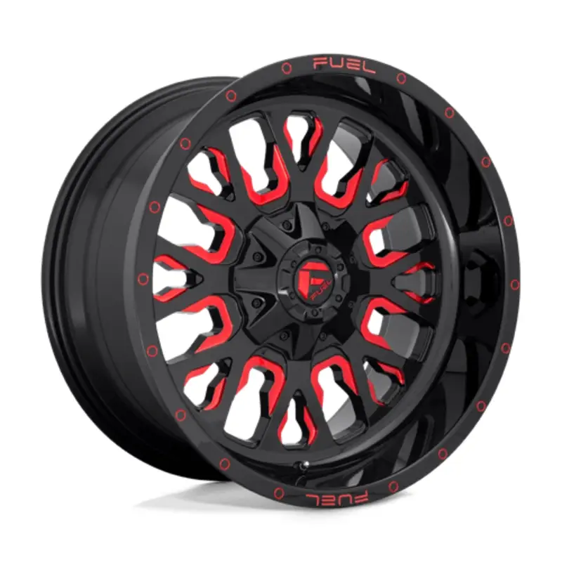 Dernière Chance Fuel D612 Stroke 22x10 6x135/139.7 ET-19, Noir Brillant & Rouge