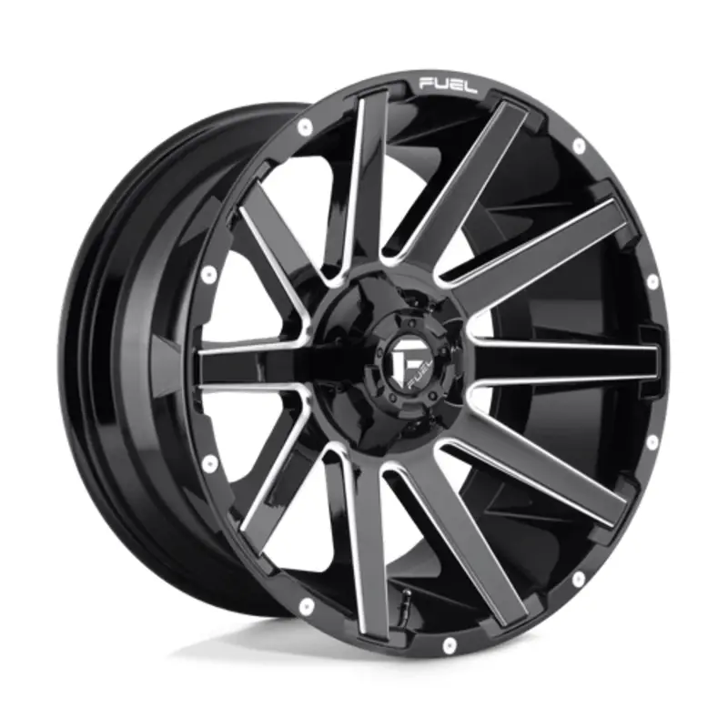 Vente Flash Fuel D615 Contra 20X10 6x135/139.7 ET-19, Noir Brillant, Branches Usinées
