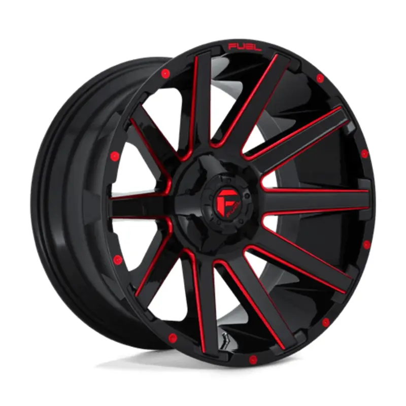 Fuel D643 Contra 20X9 5x114.3/127 ET1, Noir Brillant, Teinte Rouge Retour Gratuit