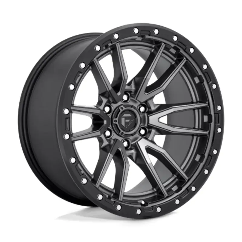 Fuel D680 Rebel 20X10 6x139.7 ET-18, Gunmetal Mat, Anneau Noir Offre Exclusive