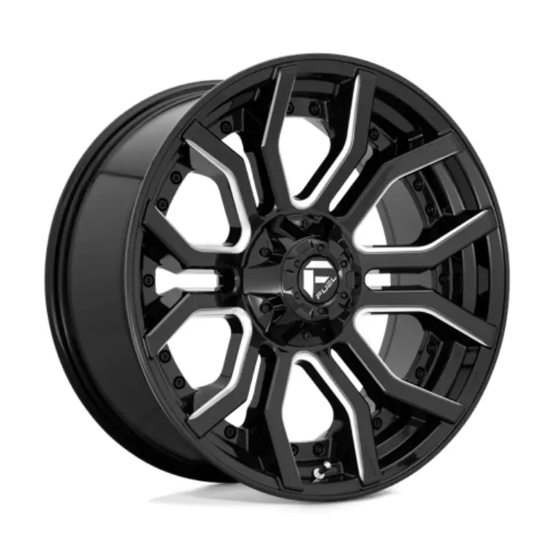 Achat Immédiat Fuel D711 Rage 20X9 6x135/139.7 ET1, Noir Brillant, Branches Usinées