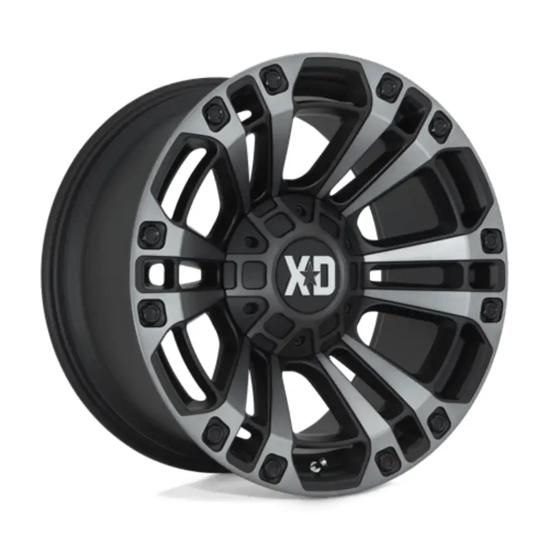 XD XD851 Monster 3 20X9 6x135/139.7 ET0, Noir Satiné, Teinte Grise Authentique