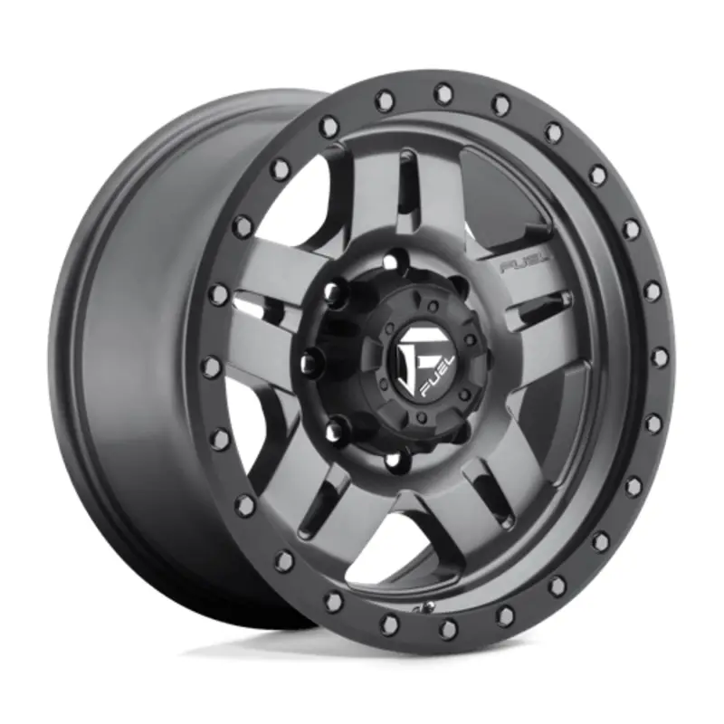 Vente Directe Fuel D558 Anza 17X8.5 5x127 ET-6, Gunmetal Mat, Anneau Noir