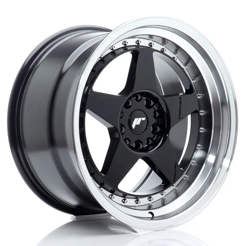 Livraison Express Japan Racing JR-6 18x10.5" 5x114.3/120 ET25, Noir Brillant, Rebord Poli