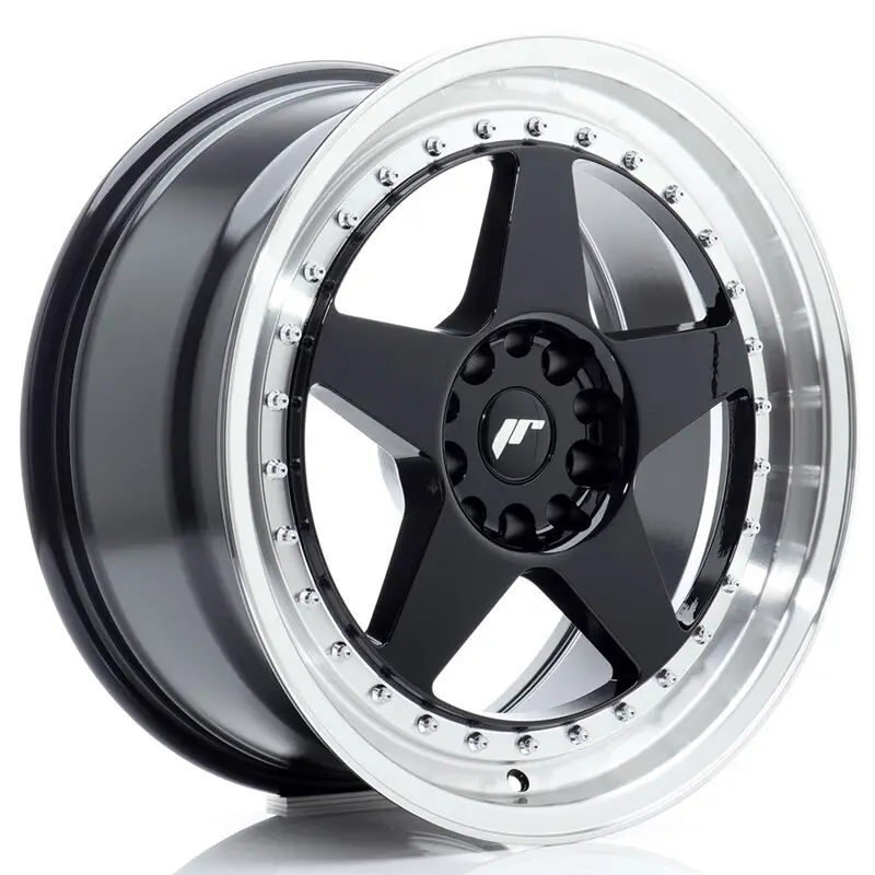 Japan Racing JR-6 18x8.5" 5x114.3/120 ET22, Noir Brillant, Rebord Poli Dernier Modèle