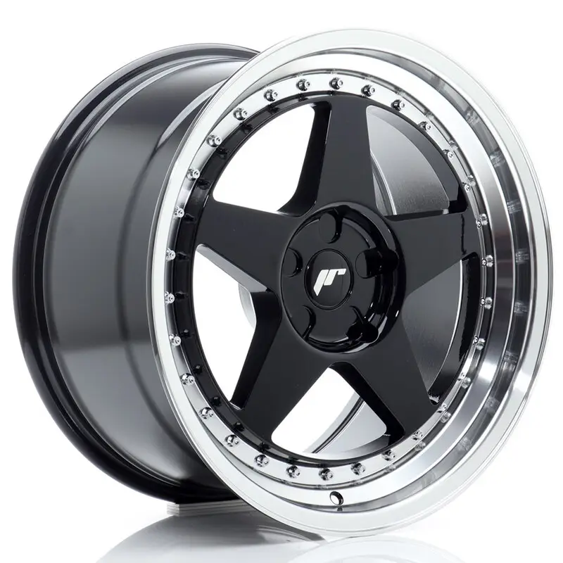 Offre Exclusive Japan Racing JR-6 18x9.5" (5 trous - sur mesure) ET20-40, Noir Brillant, Rebord Poli