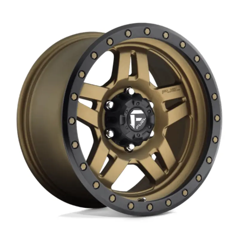 Usine Directe Fuel D583 Anza 17x8.5" 5x127 ET-6, Bronze Mat, Cerclage Noir