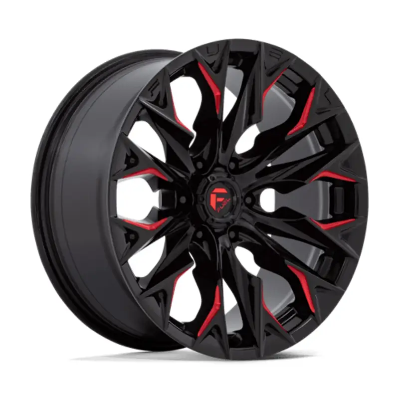 Fuel D823 Flame 20X9 6x139.7 ET1, Noir Brillant Poli, Rouge Candy Offre Spéciale