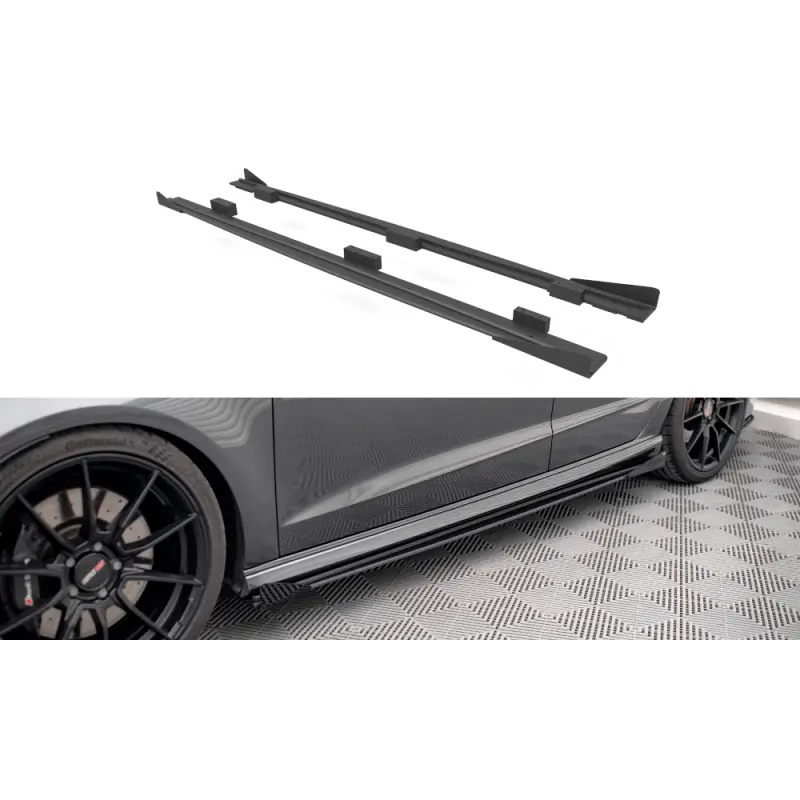 Street Pro Side Skirts Diffusers + Flaps Audi S3 / A3 S-Line Sportback 8V Facelift Pas Cher
