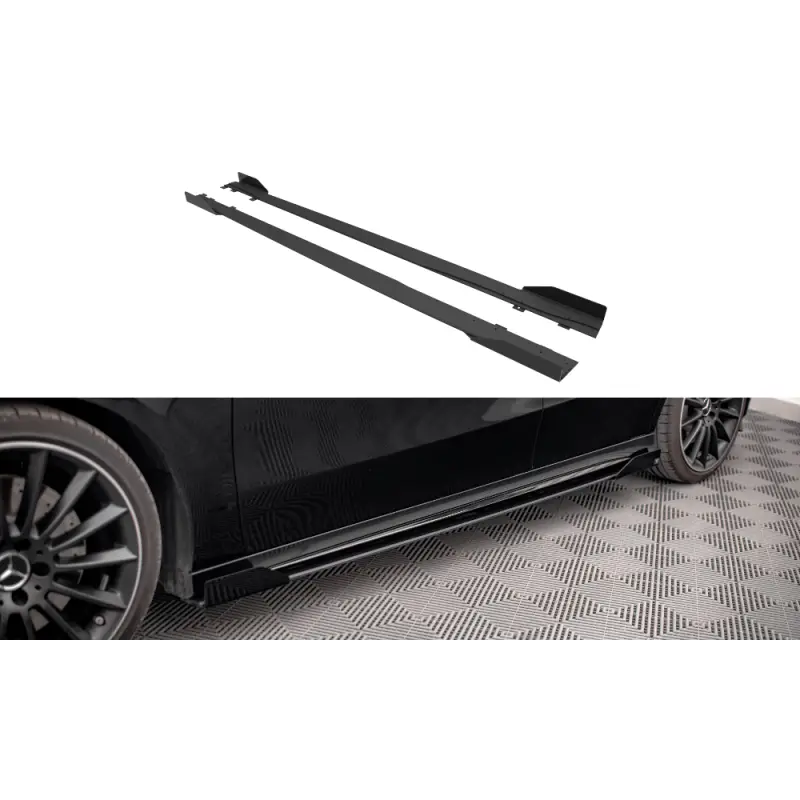Street Pro Side Skirts Diffusers + Flaps Mercedes A35 AMG / AMG-Line Aero Pack W177 Super Prix
