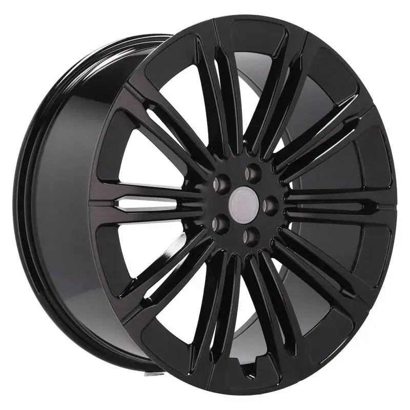 Certifié 4 jantes 9.5 22 5x108 design Land Rover Fluotournage Noir Brillant