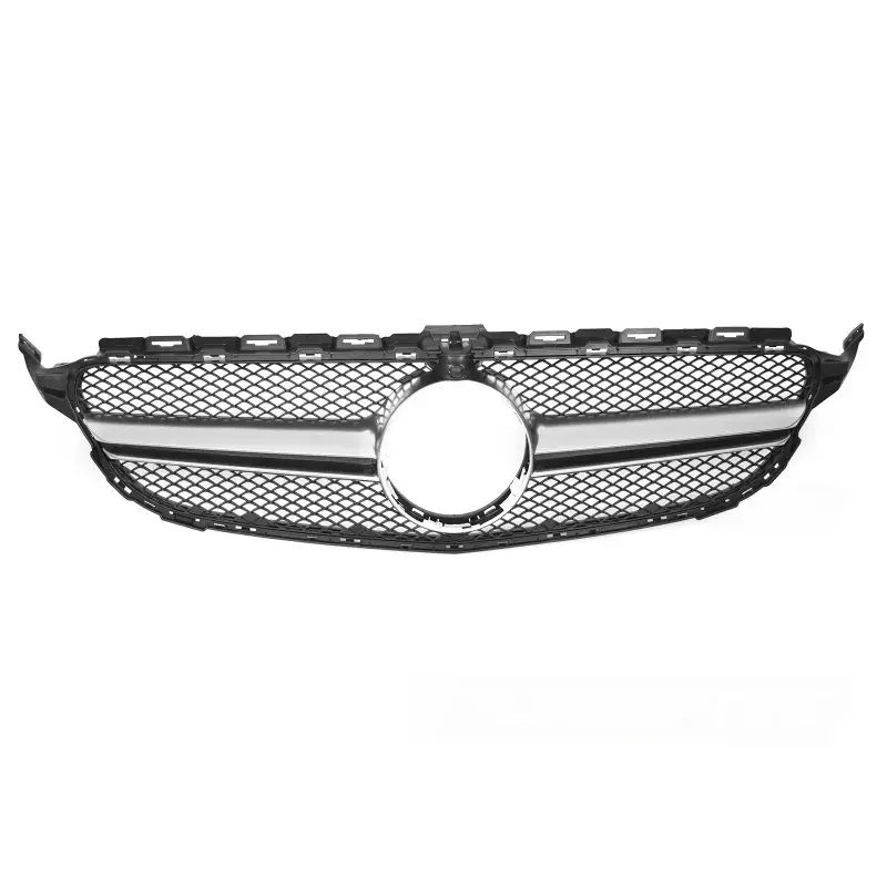 Grille Noir Argent avec Trou Caméra pour Mercedes W205/S205/C205/A205 14-18 Paiement Sécurisé