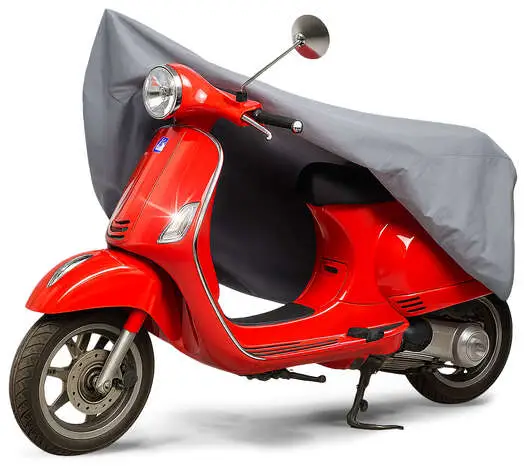 Petit Prix Premium Bâche de protection pour moto S, Bâche de couverture Vespa en PVC robuste, Garage pour moto étanche - 185x90x110 cm gris