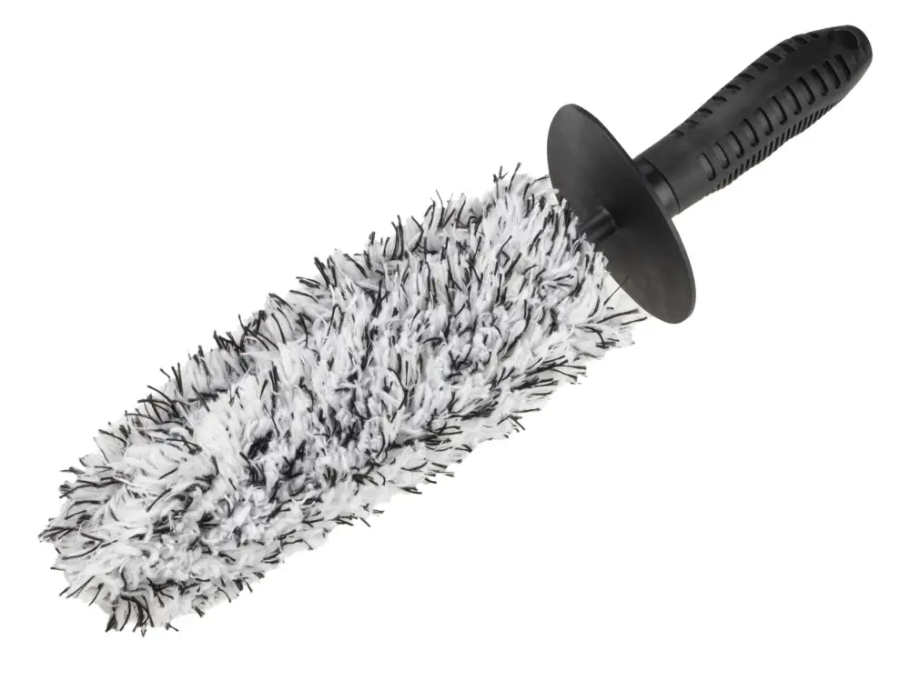 Livraison Gratuite Brosse jantes microfibre extra fine, brosse jantes avec protection anti-éclaboussures, 37 cm flexible noir-blanc
